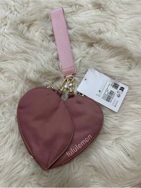 lululemon Dual Pouch in Dusty Rose Heart Wristlet